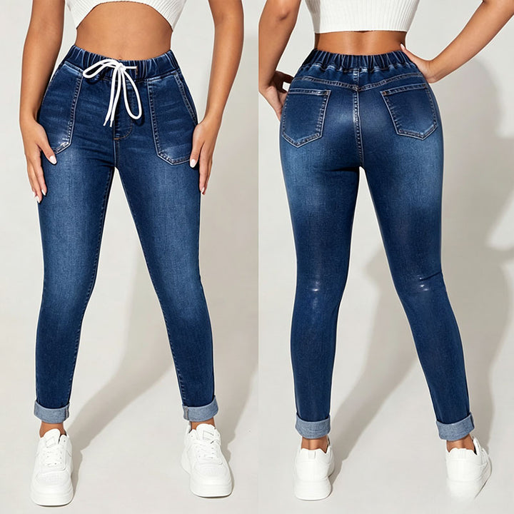 High-waisted cropped skinny jeans