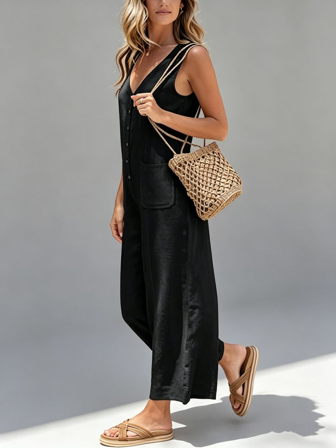 Sleeveless Linen Blend Jumpsuit | Effortless Parisian Chic One-Piece Essential