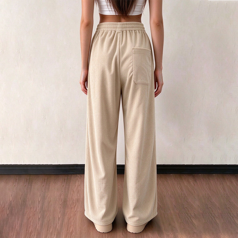 High-waisted, loose-fitting corduroy wide-leg pants