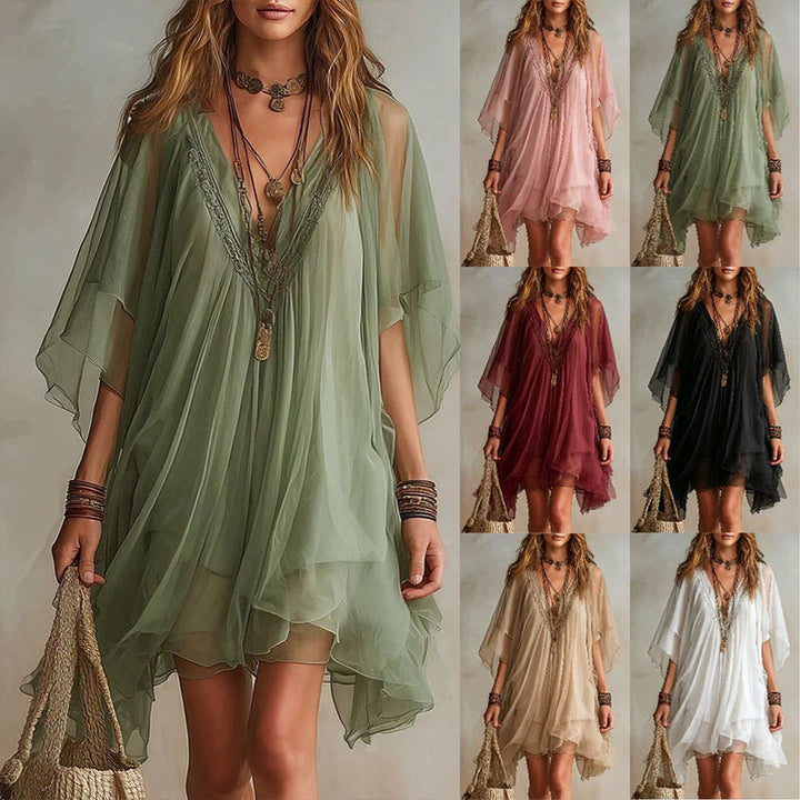 V-neck two-piece beach dress
