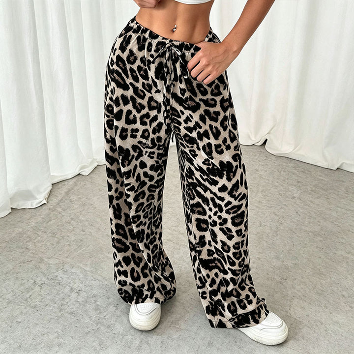 Leopard print wide-leg pants