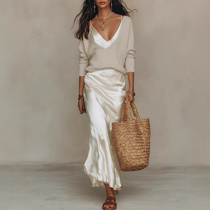 V-Neck Maxi Dress Set
