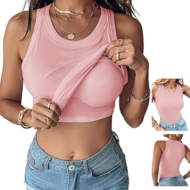 Ribbed Crew Neck Slim Fit Tank Top