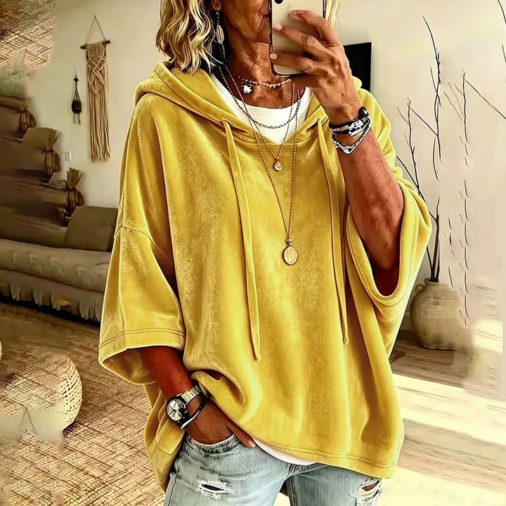 Velvet hooded casual sweatshirt