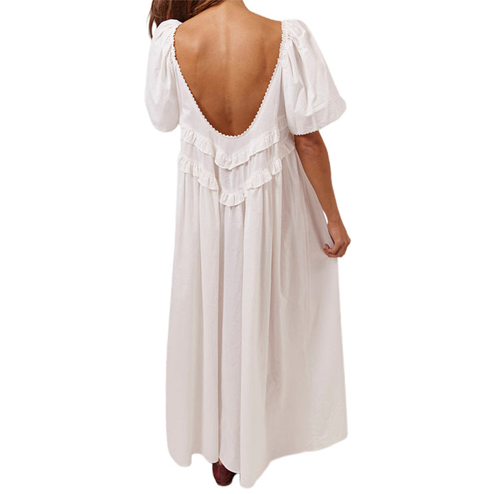 Striped backless maxi dress with a fresh and clean style