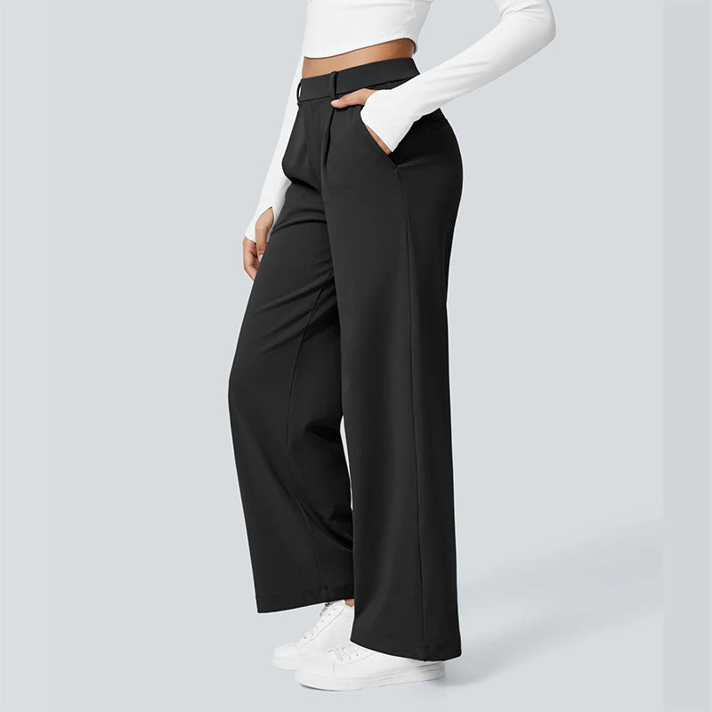 Solid-color loose-fit suit trousers