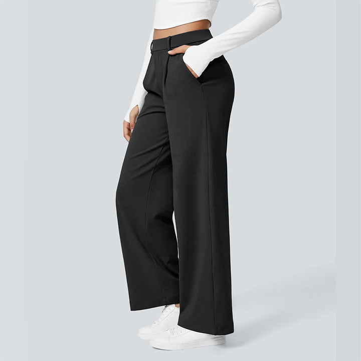 Solid-color loose-fit suit trousers