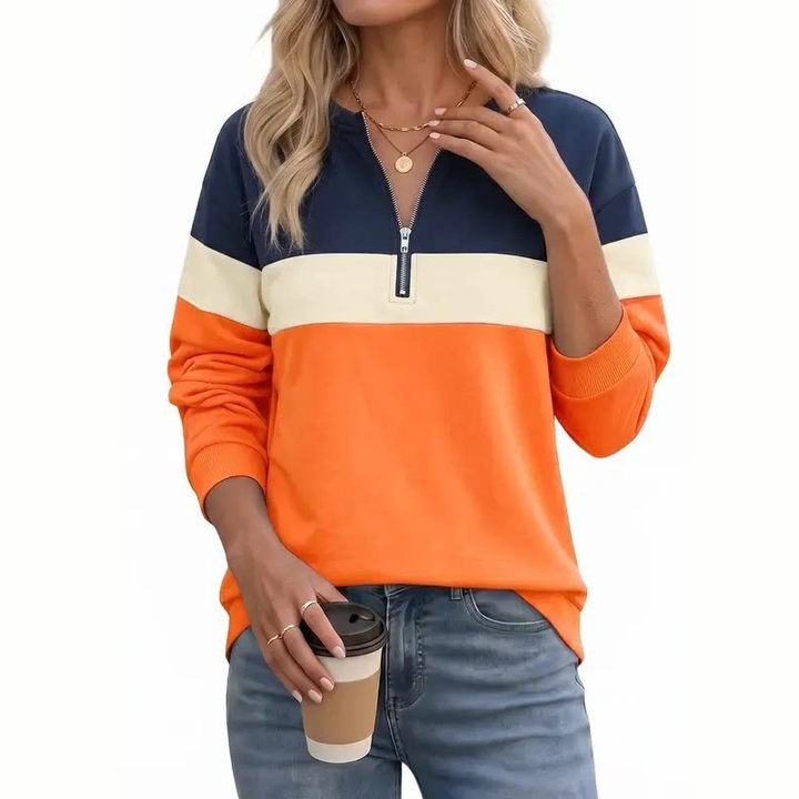Casual Half Zip Block Sweatshirt