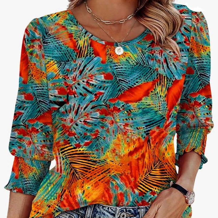 Printed Round Neck Top