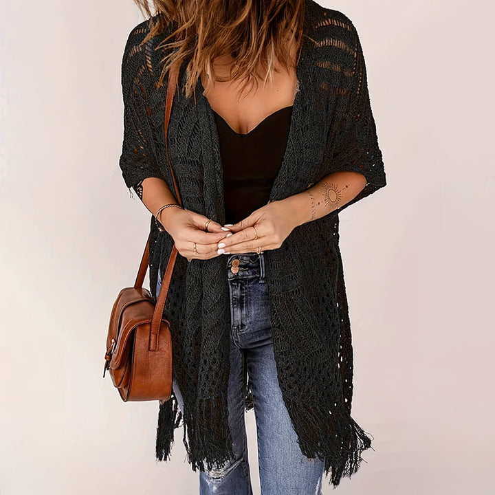 Fringe Knit Beach Cover Up