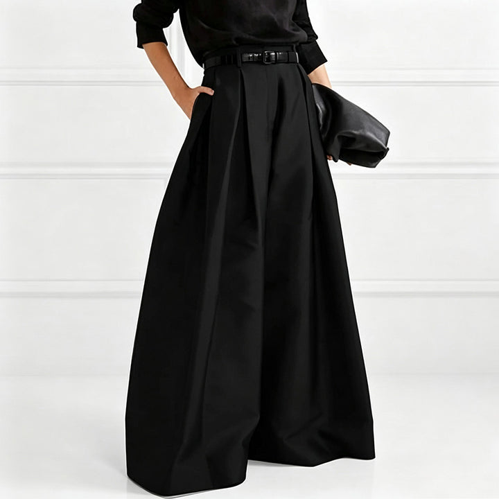 Pleated wide-leg suit trousers
