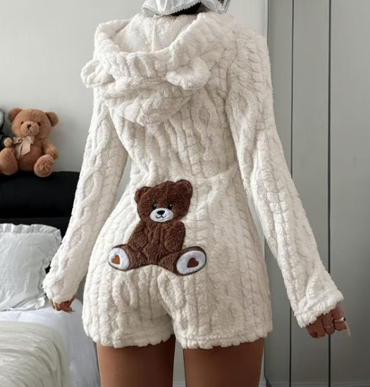Women Teddy Bear Hooded Romper