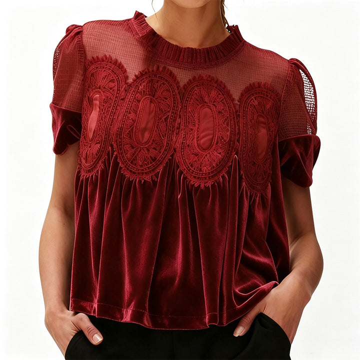 Ruffled Lace Patchwork Top