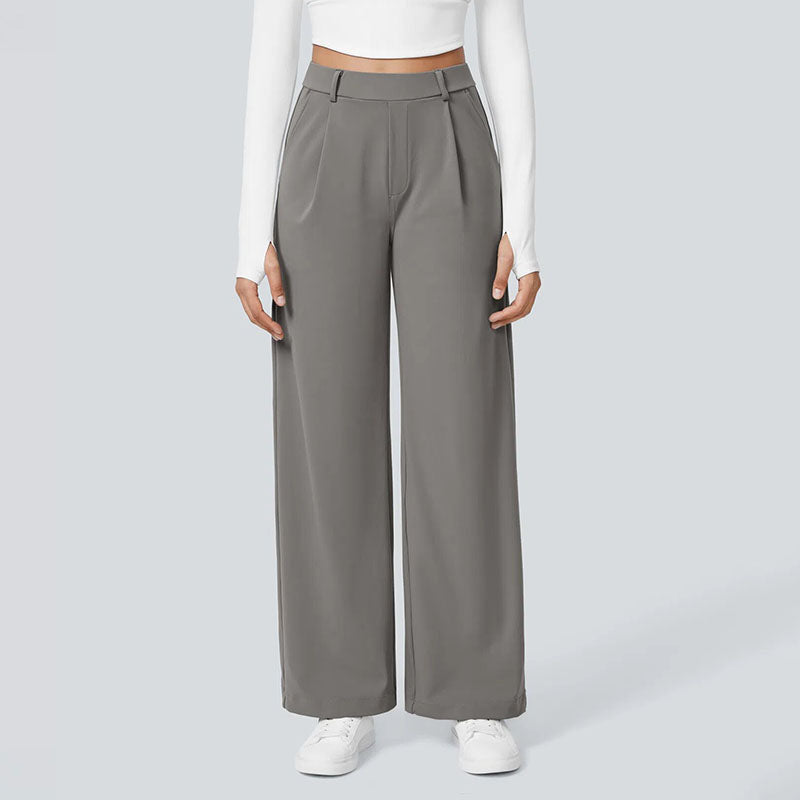 Solid-color loose-fit suit trousers