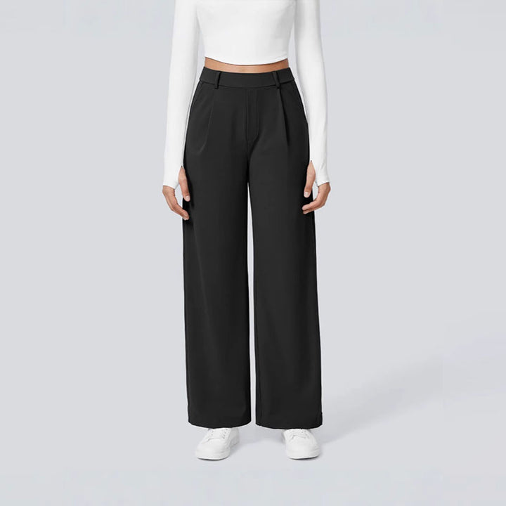 Solid-color loose-fit suit trousers