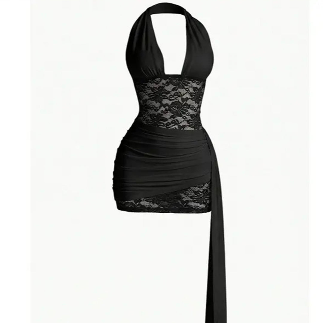 Lace Halter Mini Dress