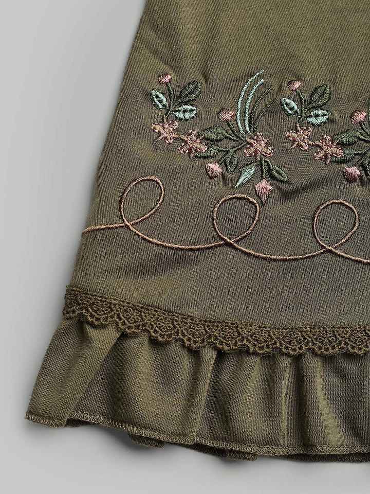 Embroidered Lace Trim Cami Top, Boho Peplum Spaghetti Strap Tank