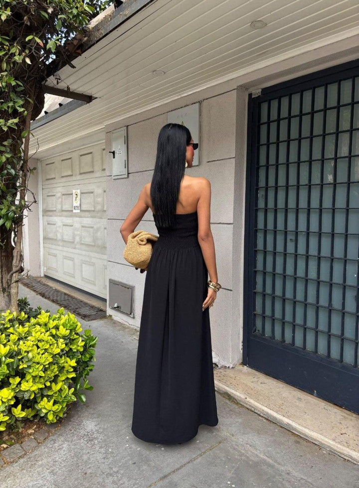 Strapless Linen-Blend Midi Dress | Minimalist Quiet Luxury Sundres
