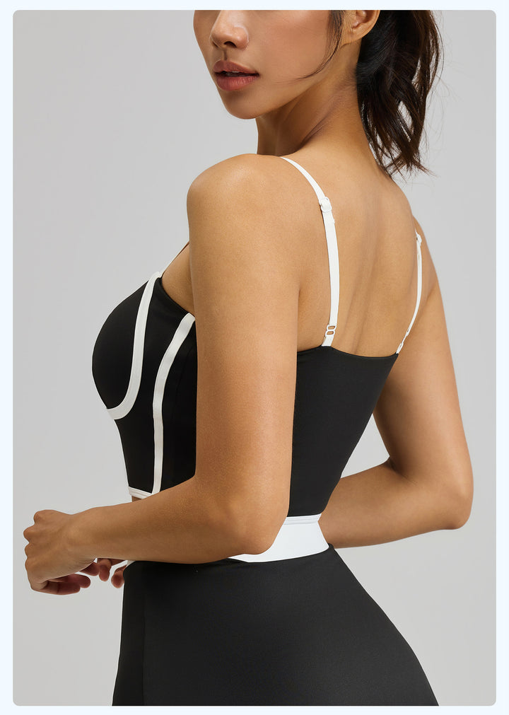 Black Contrast Trim 2-Piece Tennis Outfit