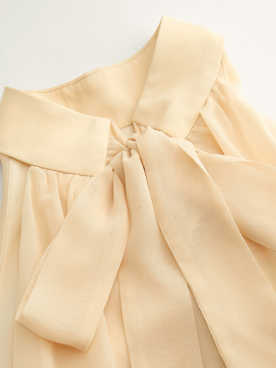 Multi-Color Halter Neck Flowy Chiffon Top with Bow Detail, Sleeveless Ruffled Blouse for Women