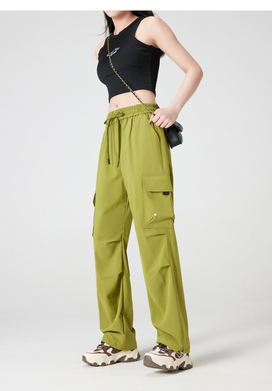 Quick-Dry Cargo Jogger Pants | Utility Streetwear Parachute Pants for Women