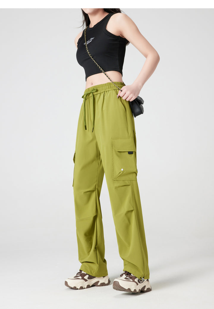 Quick-Dry Cargo Jogger Pants | Utility Streetwear Parachute Pants for Women