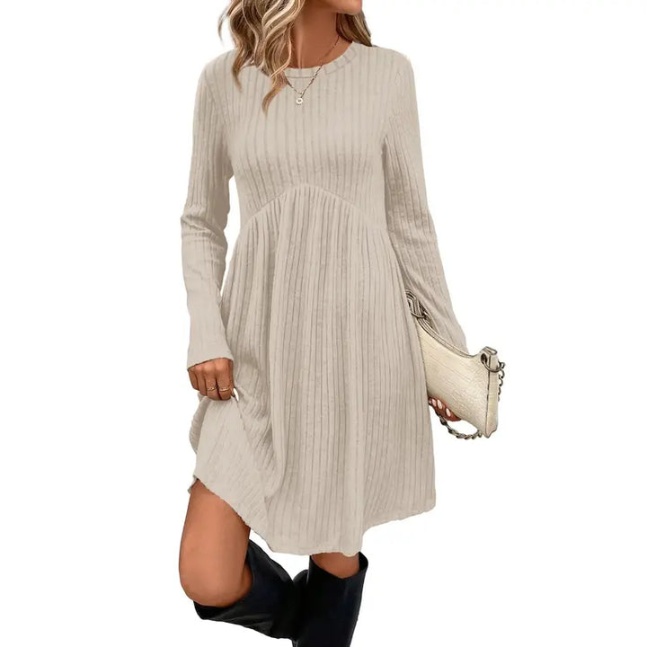Ribbed Knit Dress With Side Pockets