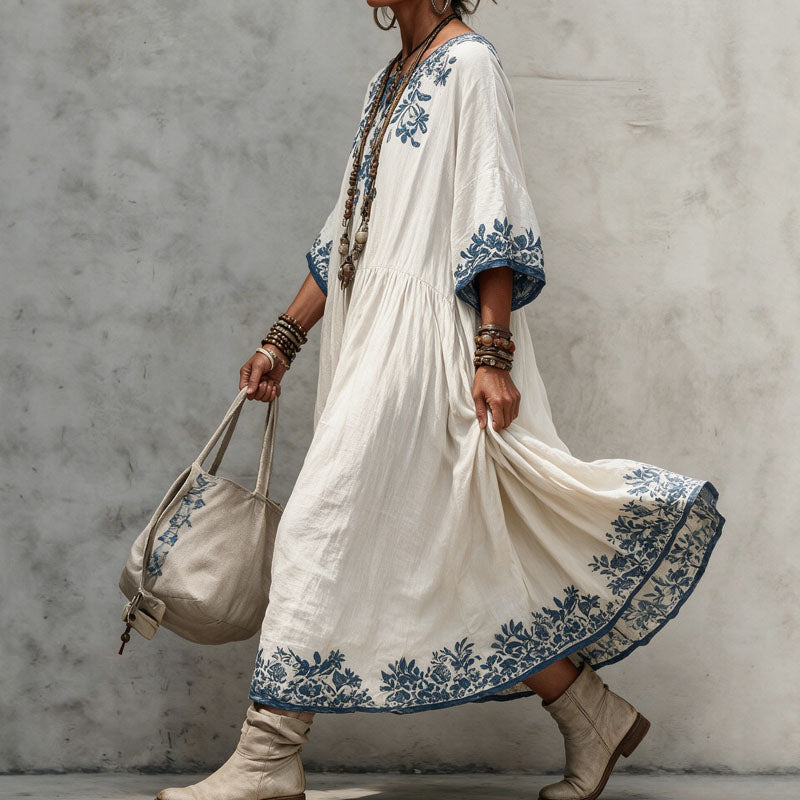 Loose-fitting printed dress