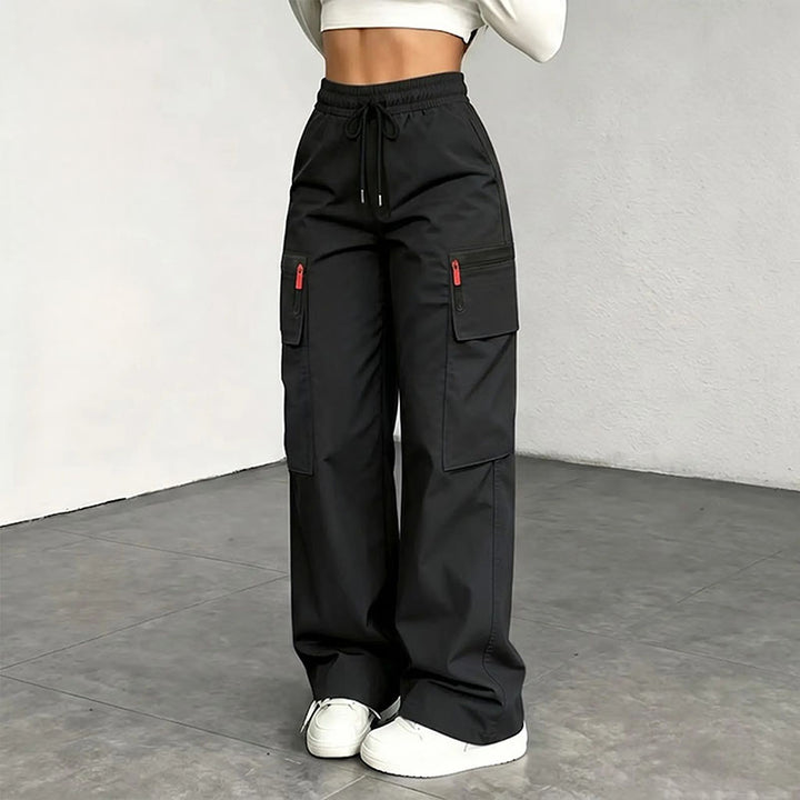 Drawstring wide-leg cargo pants