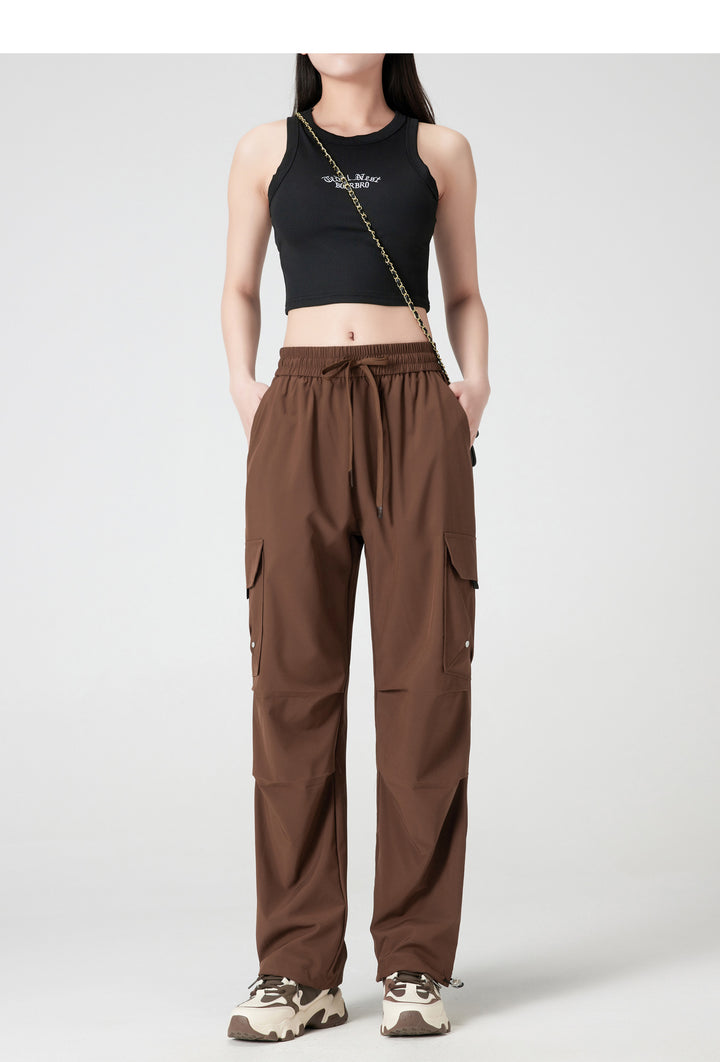Quick-Dry Cargo Jogger Pants | Utility Streetwear Parachute Pants for Women