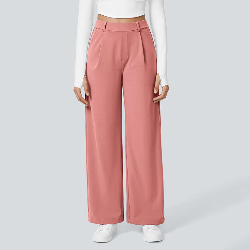 Solid-color loose-fit suit trousers