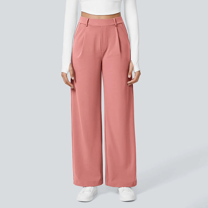 Solid-color loose-fit suit trousers