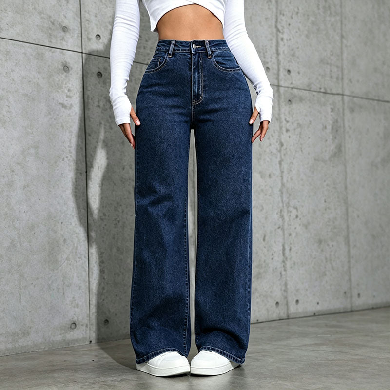 High-waisted plus-size straight-leg trousers