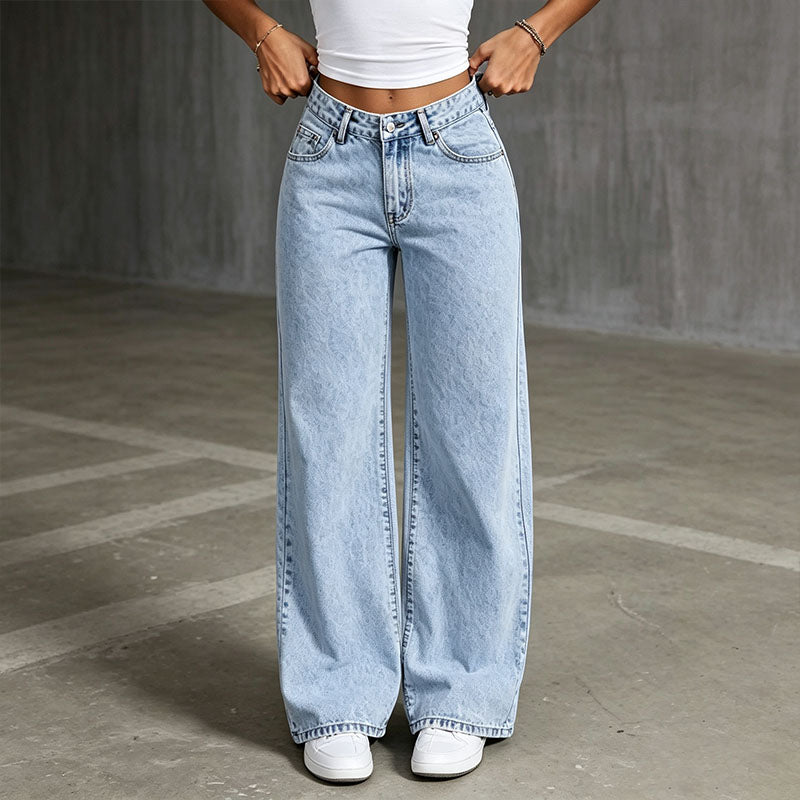 High-waisted plus-size straight-leg trousers