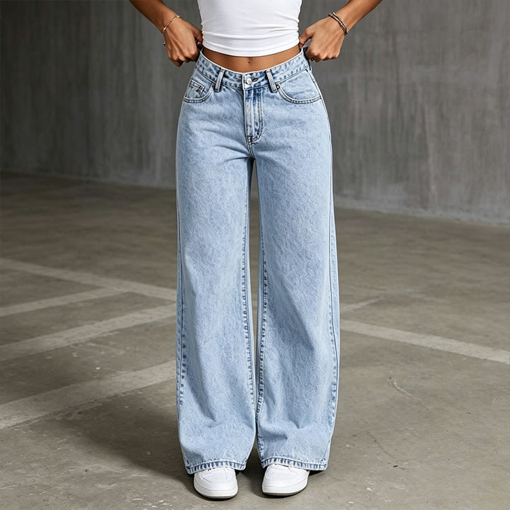 High-waisted plus-size straight-leg trousers