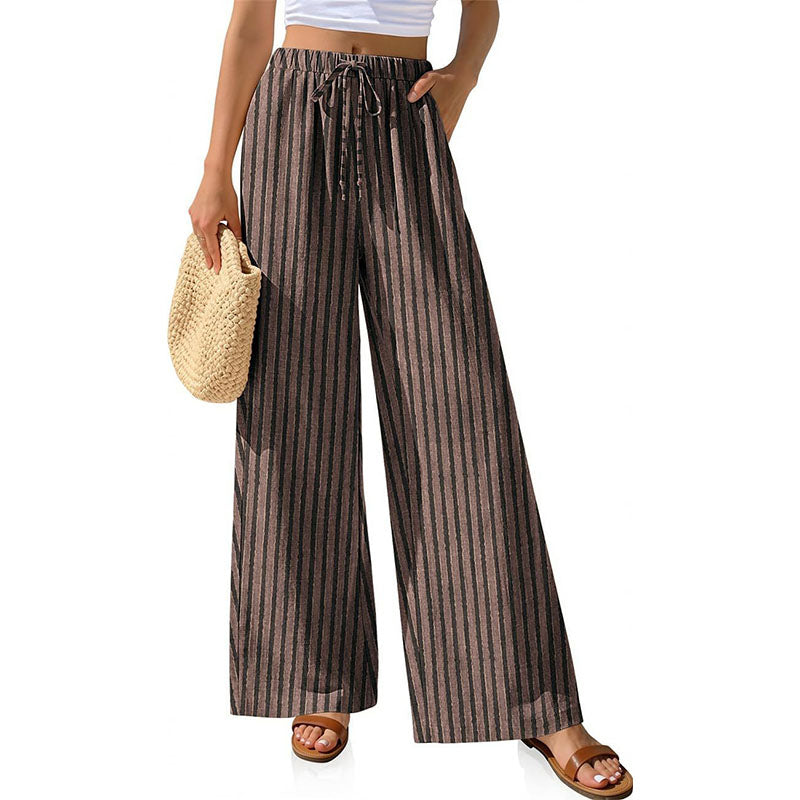Printed loose-fitting wide-leg trousers