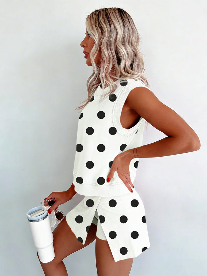 Polka Dot Sleeveless Skort Set