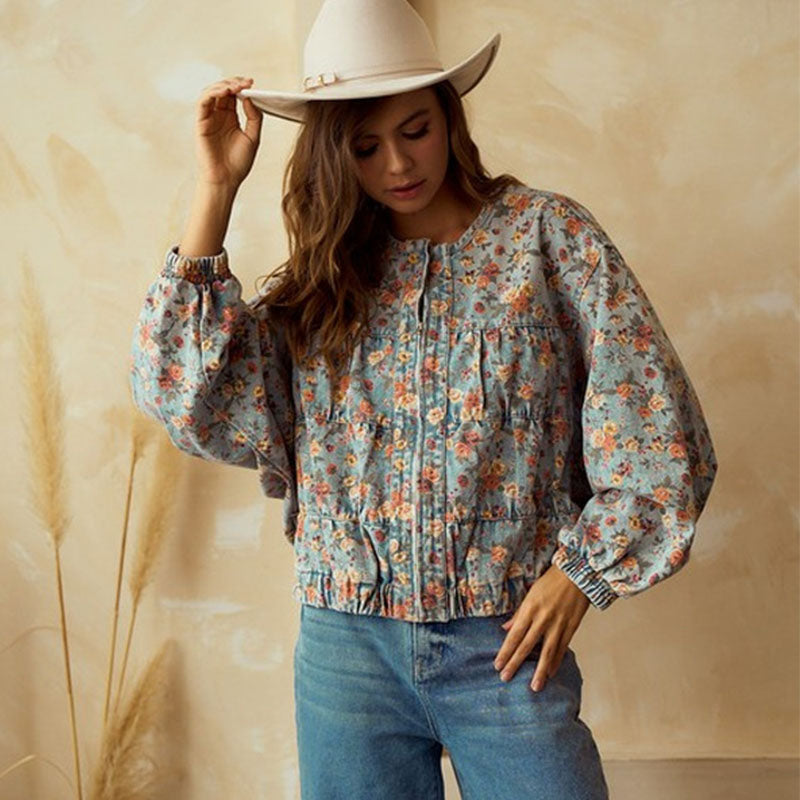 Vintage Floral Denim Jacket