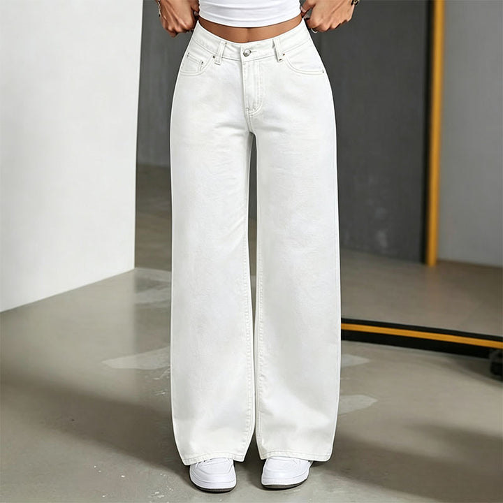 High-waisted plus-size straight-leg trousers