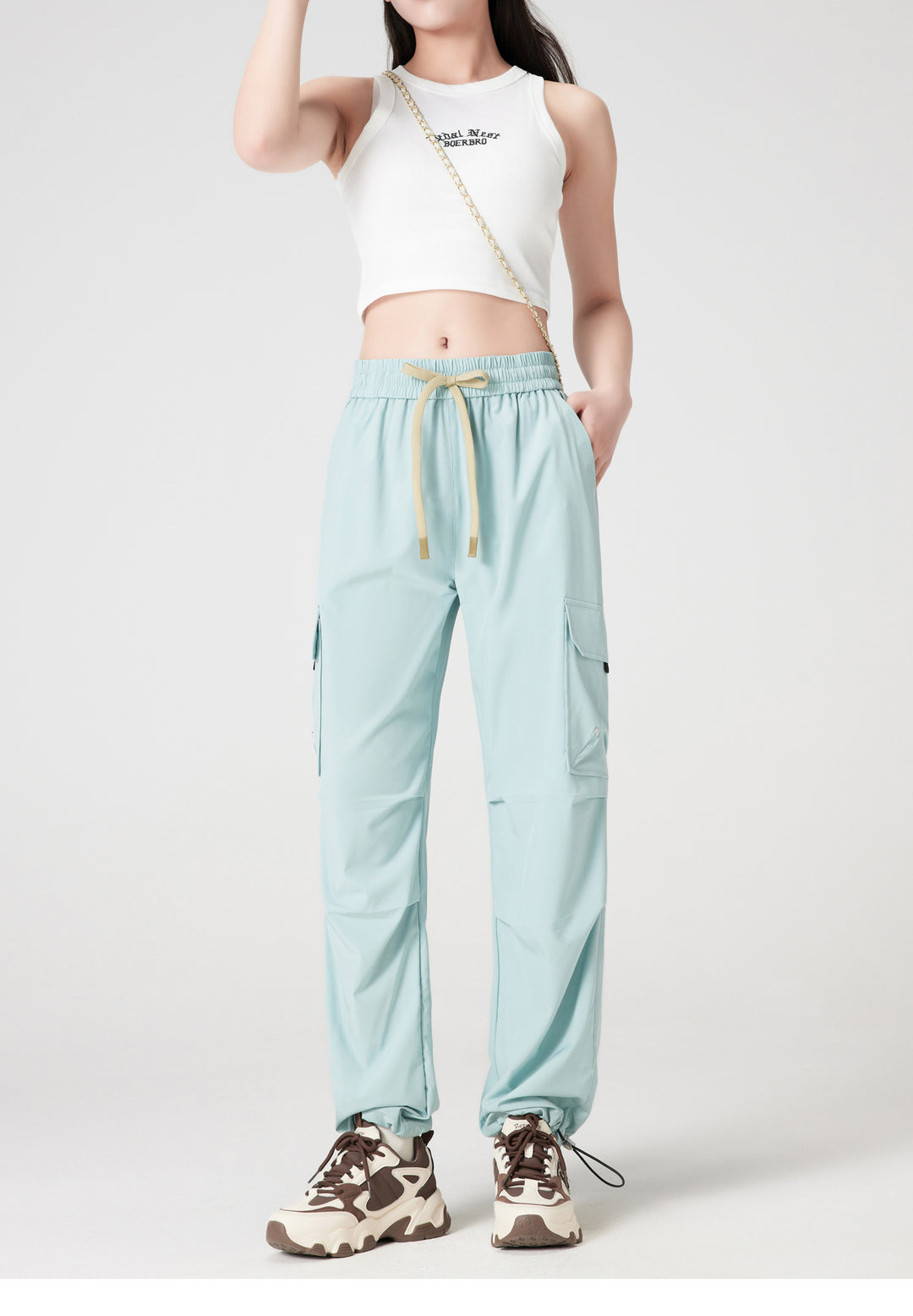 Quick-Dry Cargo Jogger Pants | Utility Streetwear Parachute Pants for Women