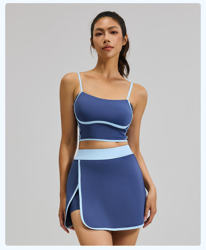 Black Contrast Trim 2-Piece Tennis Outfit