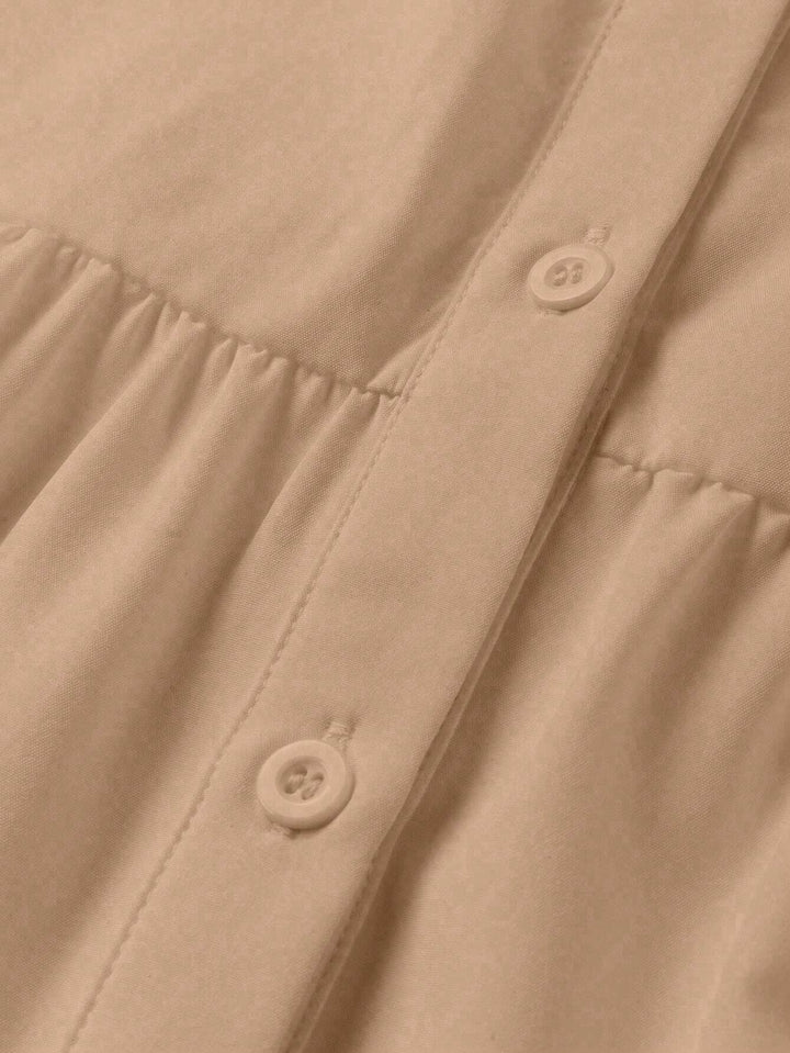 Light Pink Short Sleeve Button-Down Shirt Dress