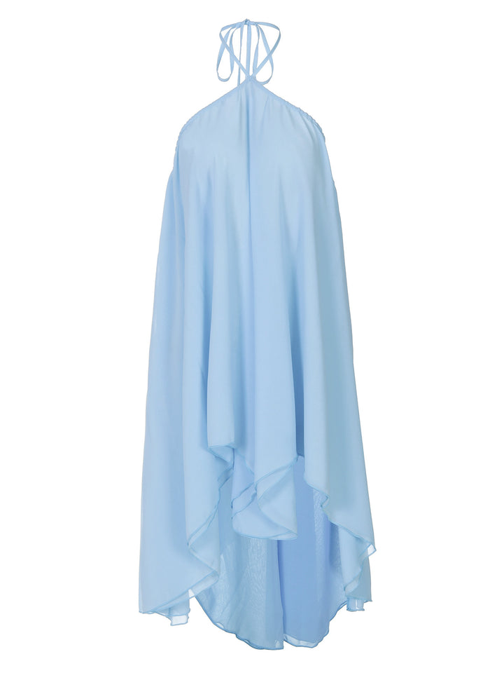 Halter Backless Layered Chiffon Mini Dress