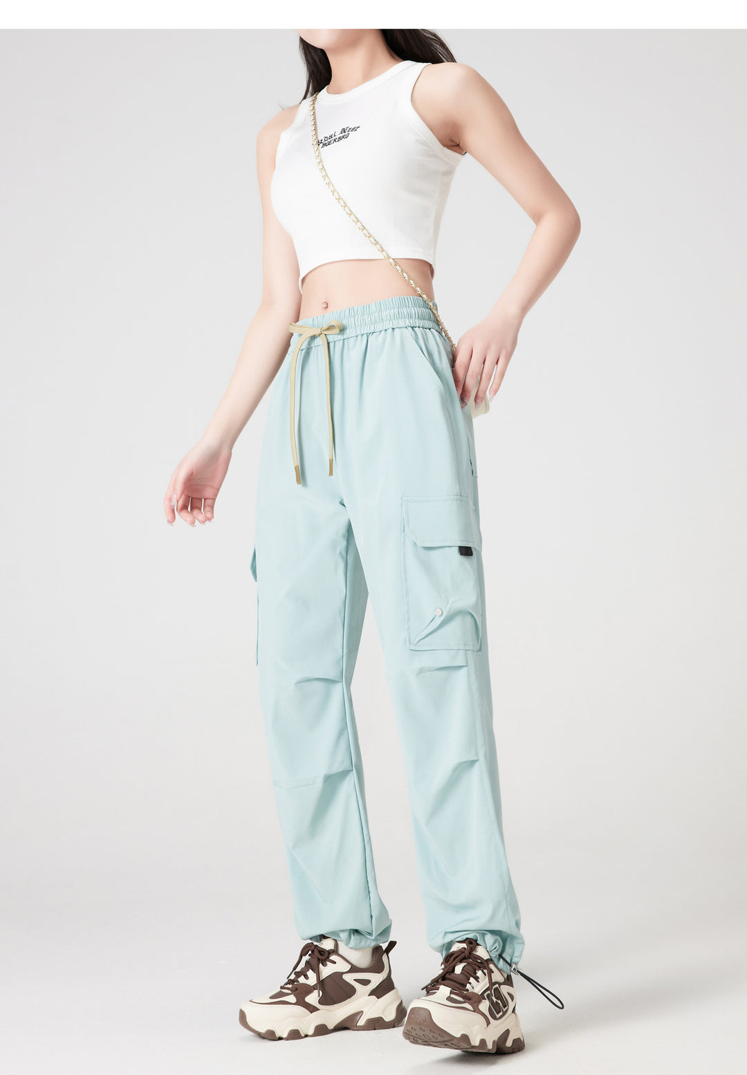 Quick-Dry Cargo Jogger Pants | Utility Streetwear Parachute Pants for Women
