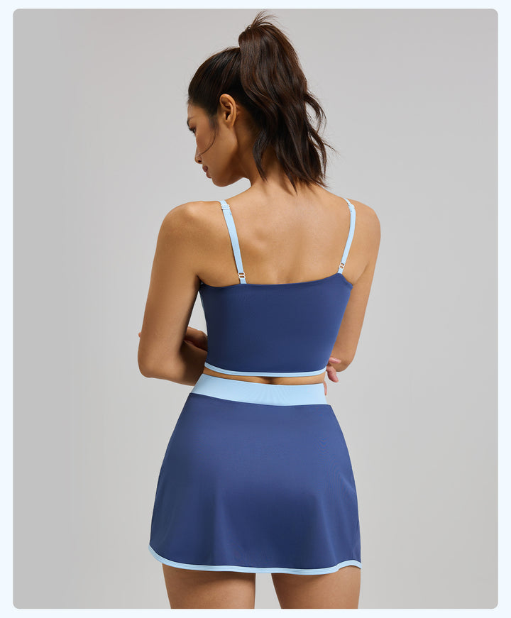 Black Contrast Trim 2-Piece Tennis Outfit
