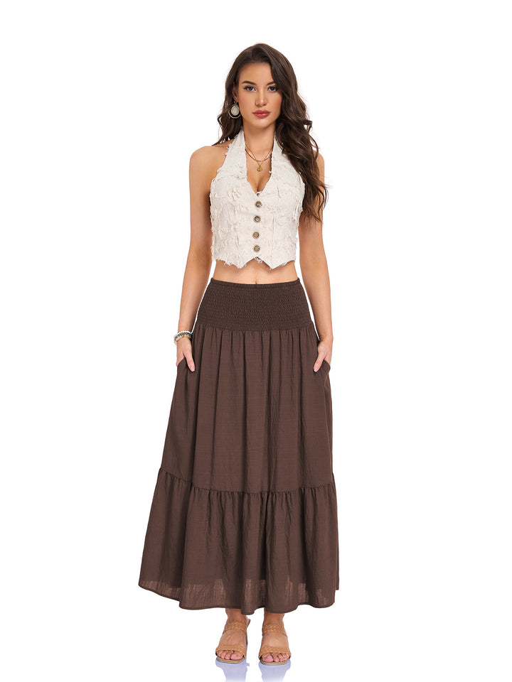 Smocked Waist Tiered Maxi Skirt Effortless movement. Everyday boho ease.