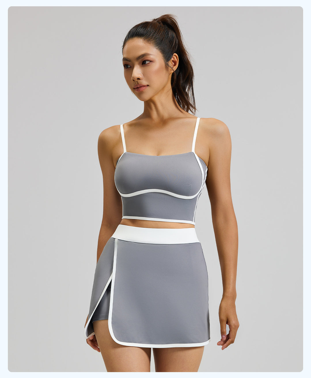 Black Contrast Trim 2-Piece Tennis Outfit