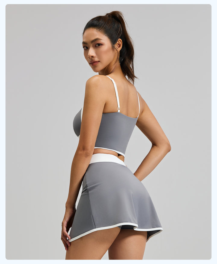 Black Contrast Trim 2-Piece Tennis Outfit