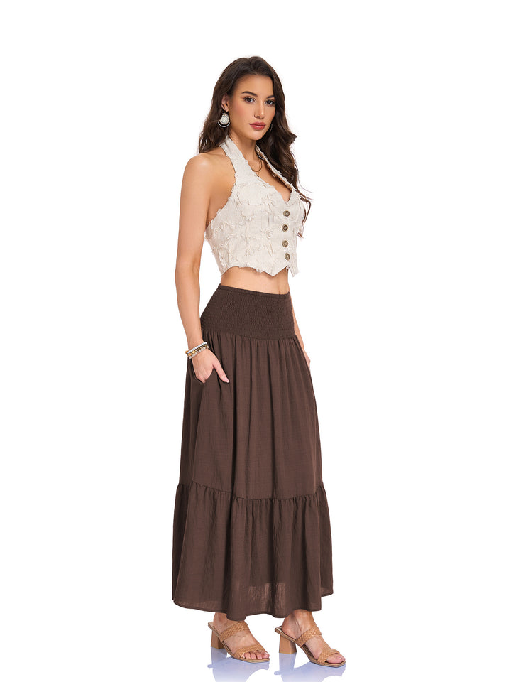 Smocked Waist Tiered Maxi Skirt Effortless movement. Everyday boho ease.