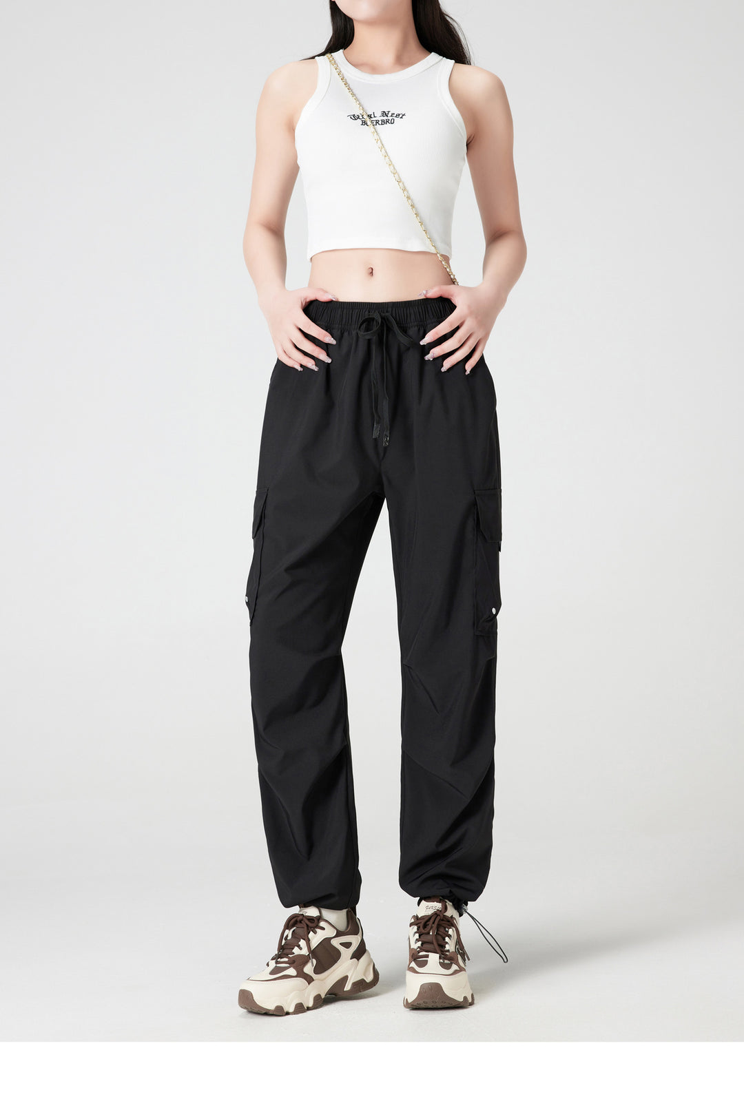 Quick-Dry Cargo Jogger Pants | Utility Streetwear Parachute Pants for Women